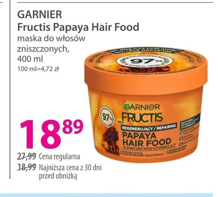 Garnier Fructis Papaya Hair Food Maska do włosów zniszczonych 400 ml