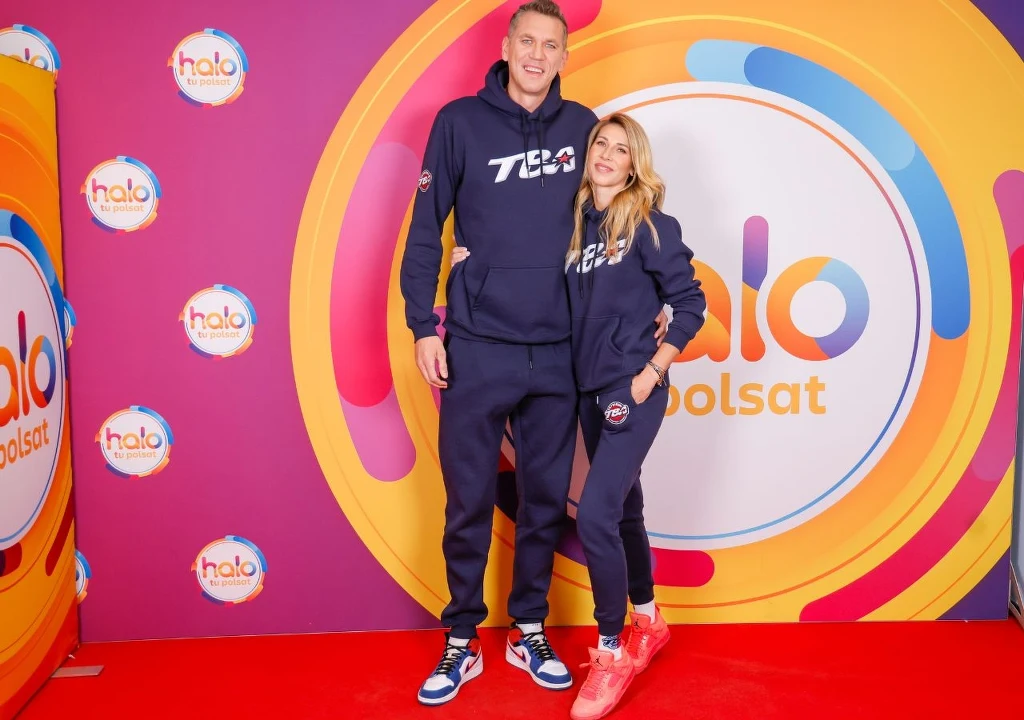 Cezary Trybański z żoną Joanną w "halo tu polsat"