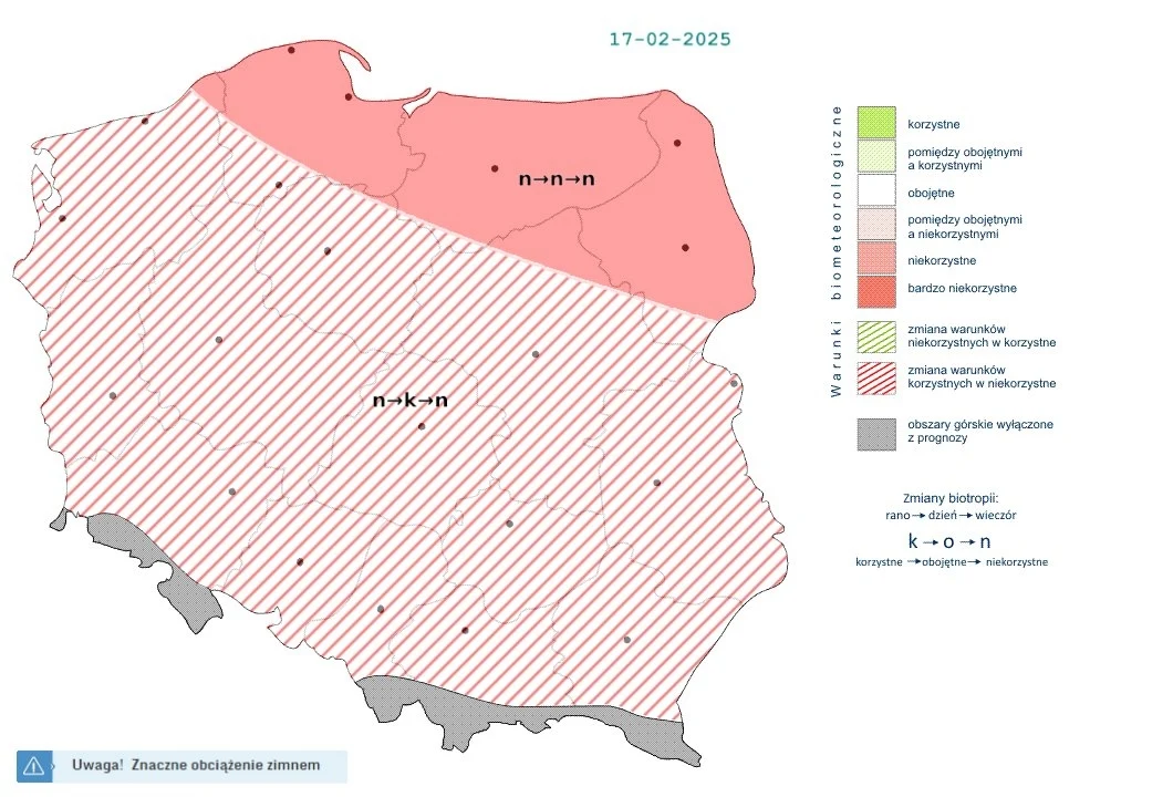 Rano i wieczorem z powodu mrozu warunki będą niekorzystne. W ciągu dnia jednak w przeważającej części kraju biomet przejściowo będzie korzystny Rano i wieczorem z powodu mrozu warunki będą niekorzystne. W ciągu dnia jednak w przeważającej części kraju biomet przejściowo będzie korzystny