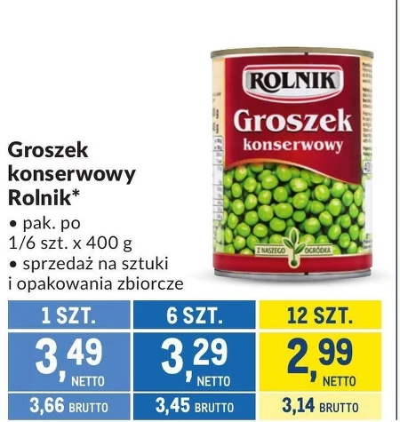 Rolnik Groszek konserwowy 400 g