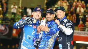 Medaliści Grand Prix 2025. Robert Lambert, Bartosz Zmarzlik, Fredrik Lindgren.