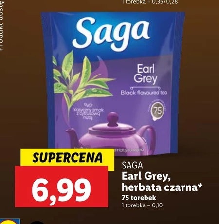 Saga Herbata czarna aromatyzowana earl grey 112,5 g (75 torebek)
