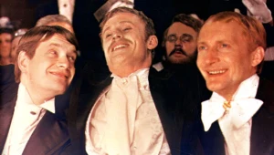 Andrzej Seweryn, Daniel Olbrychski i Wojciech Pszoniak w filmie Andrzeja Wajdy "Ziemia obiecana"