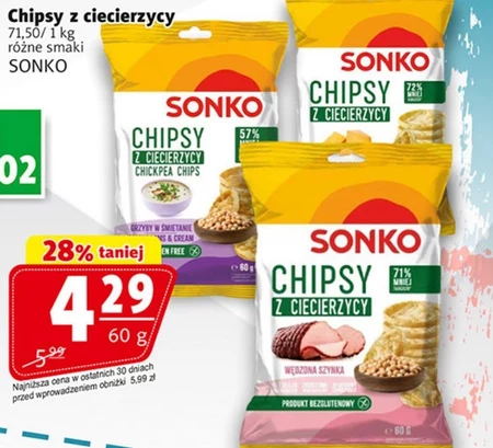 Sonko Chipsy z ciecierzycy papryka 60 g