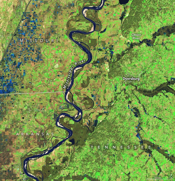 Okolicy rzeki Mississippi na granicy stanów Missouri, Arkansas i Tennessee 24 stycznia 2025 r.