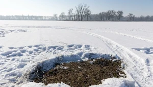 Miejsce, w którym spadł fragment rakiety Elona Muska we wsi Śliwno