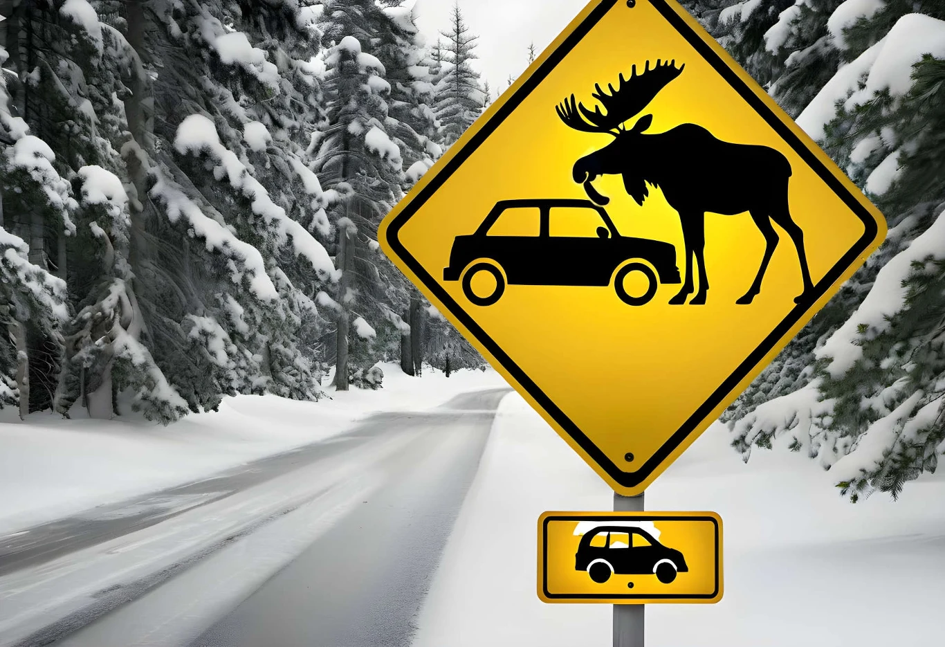 Władze parku narodowego ostrzegają kierowców przed łosiami liżącymi auta za pomocą znaków drogowych / zdj. symboliczne Władze parku narodowego ostrzegają kierowców przed łosiami liżącymi auta za pomocą znaków drogowych / zdj. symboliczne