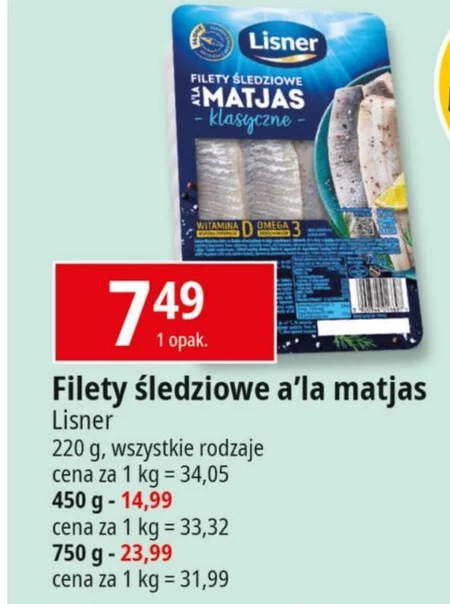 Lisner Filety śledziowe a'la Matjas klasyczne 220 g