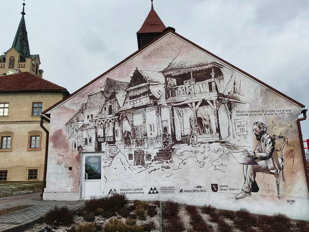 Charakterystyczny dla Nowego Wiśnicza mural