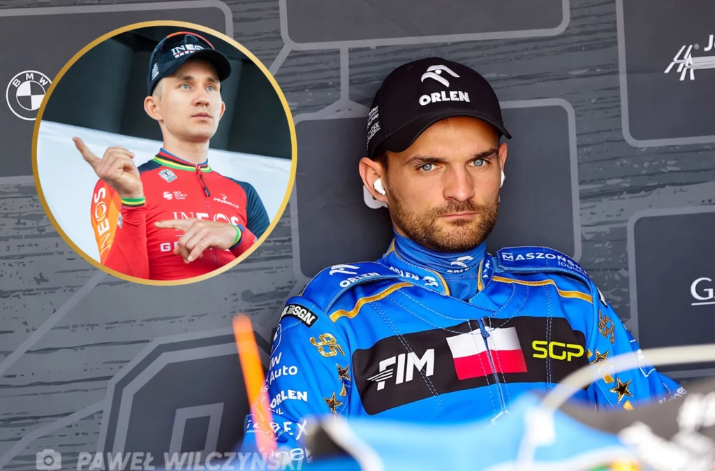 Bartosz Zmarzlik, w lewym rogu Michał Kwiatkowski Bartosz Zmarzlik, w lewym rogu Michał Kwiatkowski
