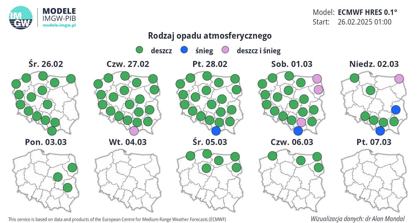 Druga połowa tygodnia będzie deszczowa w praktycznie całej Polsce. Potem będzie się przejaśniać i w kolejnych dniach w większości kraju będzie sucho