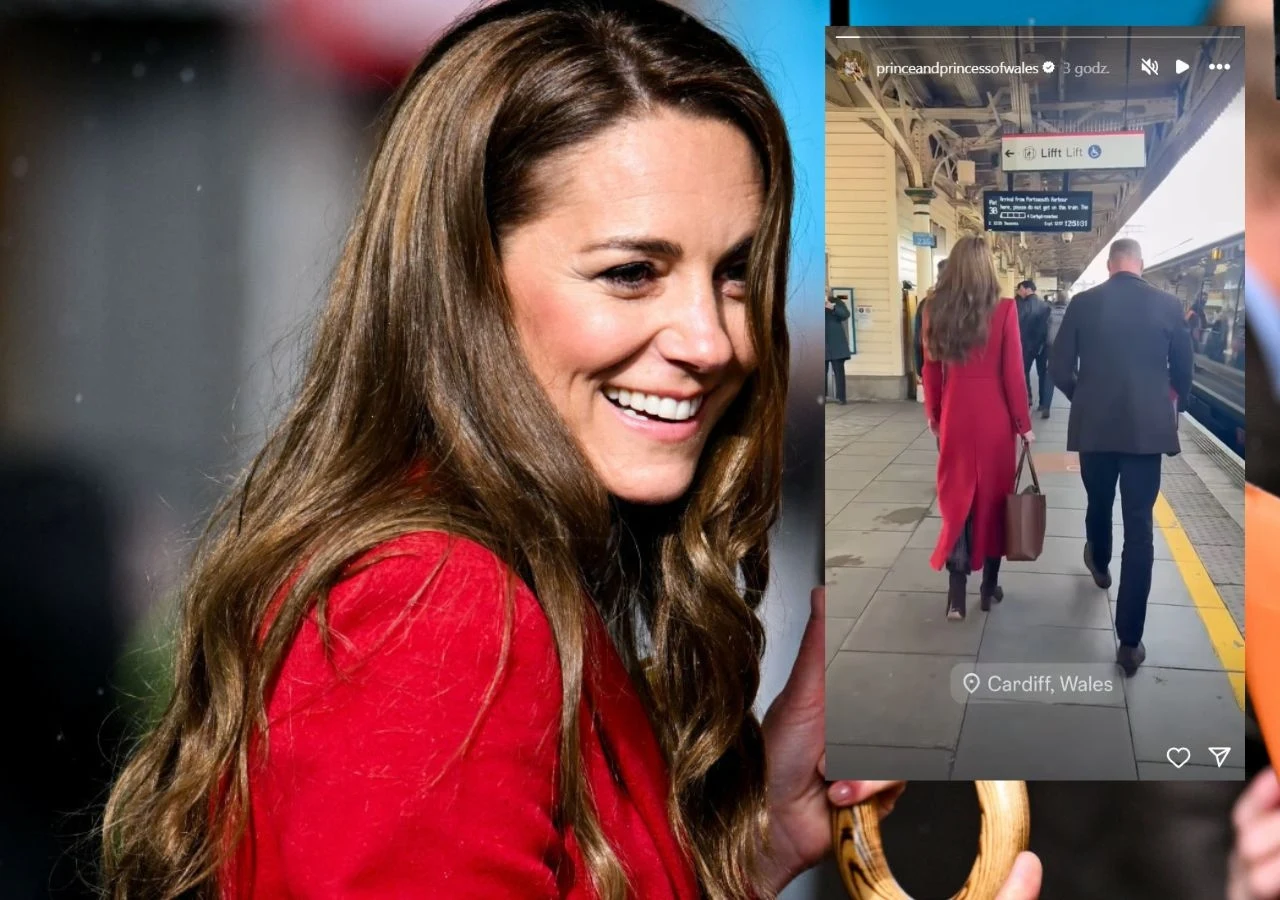 Księżna Kate i William na dworcu w Cardiff