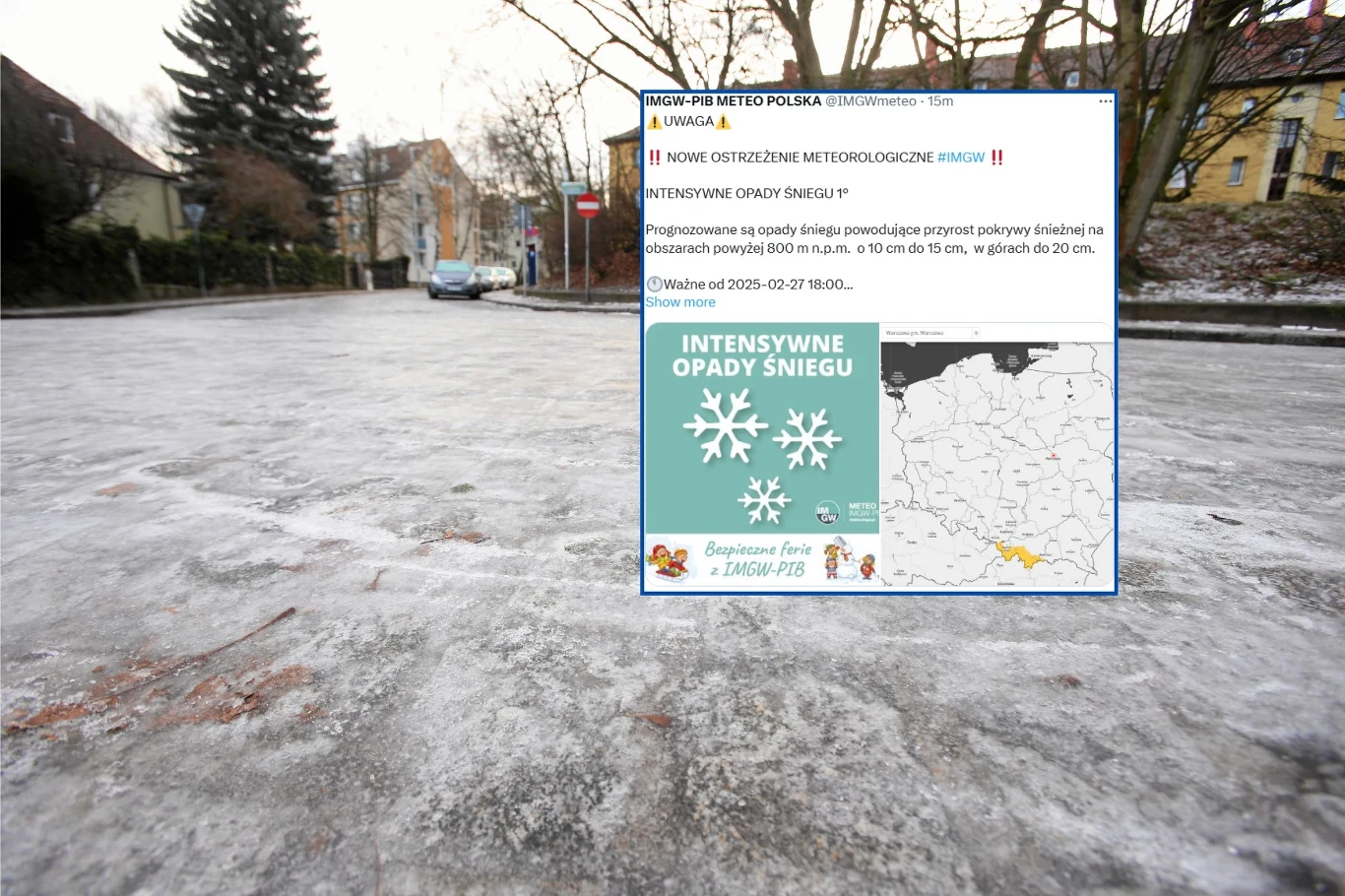 Synoptycy IMGW ostrzegają przed intensywnymi opadami śniegu oraz oblodzeniem na południu Polski. Ostrzeżenia obejmują część Śląska i Małopolski Synoptycy IMGW ostrzegają przed intensywnymi opadami śniegu oraz oblodzeniem na południu Polski. Ostrzeżenia obejmują część Śląska i Małopolski