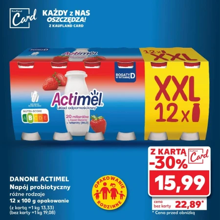 Actimel XXL Napój jogurtowy o smaku jagodowo-jeżynowym i czereśnia-acerola 1,2 kg (12 x 100 g)