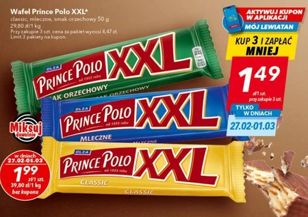 Prince Polo XXL Kruchy wafelek z kremem smak orzechowy 50 g
