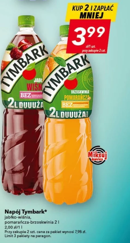 Tymbark Napój jabłko wiśnia 2 l