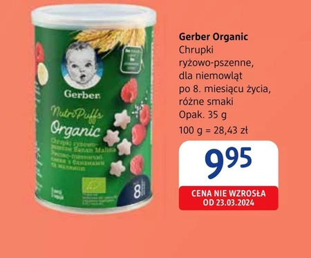 Gerber Organic Chrupki pszenne banan malina 8.+ miesiąc 35 g