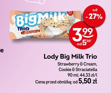 Big Milk Trio Crunchy Cookie & Straciatella Lody 90 ml