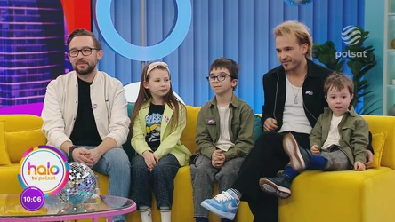 "Mały Enej", czyli Piotr Sołoducha i Mirosław Ortyński z dziećmi w "halo tu polsat"