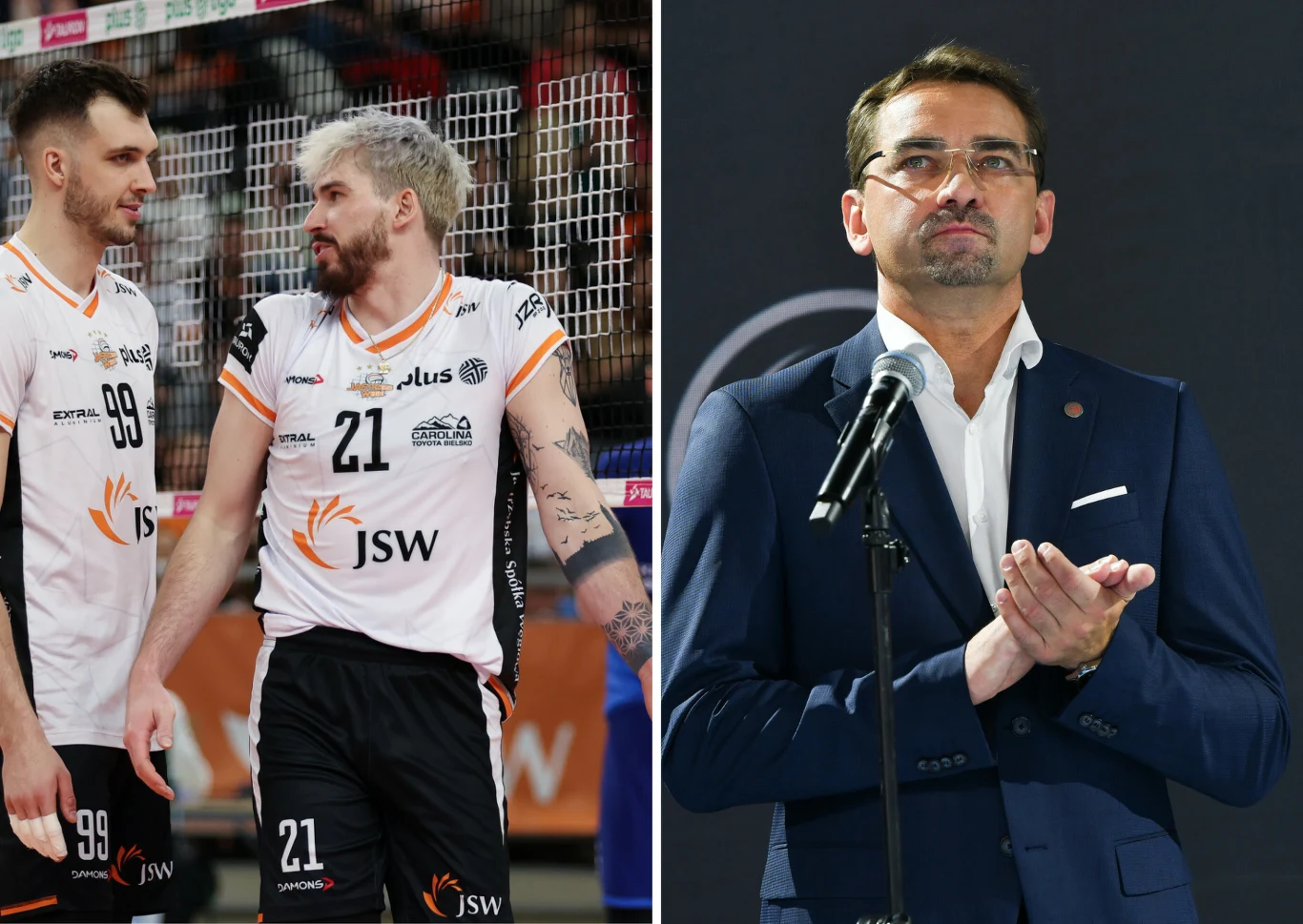 Norbert Huber i Tomasz Fornal z Jastrzębskiego Węgla, obok Sebastian Świderski Norbert Huber i Tomasz Fornal z Jastrzębskiego Węgla, obok Sebastian Świderski