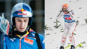 Daniel Tschofenig (L) słabo spisał się w pierwszym konkursie MŚ. Brąz wywalczył Jan Hoerl (L)