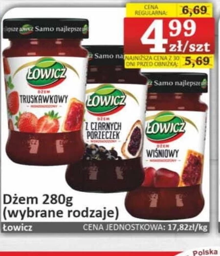 Łowicz Dżem ananasowy o obniżonej zawartości cukrów 280 g