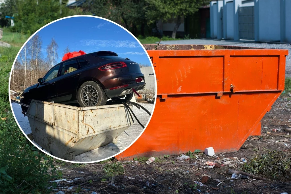 Mężczyzna porzucił Porsche Macan na śmietniku w Rosji.