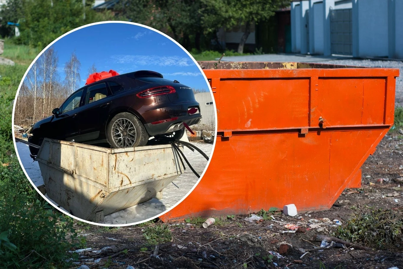 Mężczyzna porzucił Porsche Macan na śmietniku w Rosji. Mężczyzna porzucił Porsche Macan na śmietniku w Rosji.