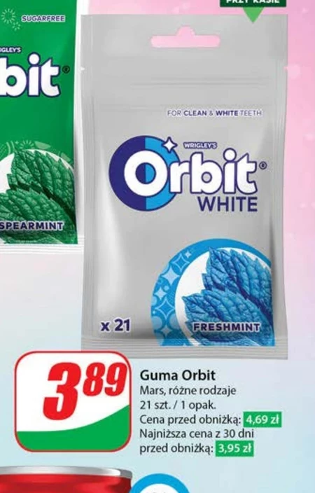 Orbit White Freshmint Bezcukrowa guma do żucia 29 g (21 sztuk)