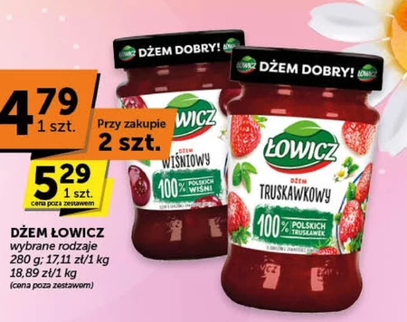 Łowicz Dżem wiśniowy o obniżonej zawartości cukrów 280 g