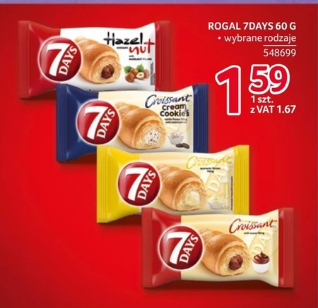 7 Days Cream & Cookies Rogalik z kremem o smaku waniliowym z mlekiem i kawałkami ciastek 60 g