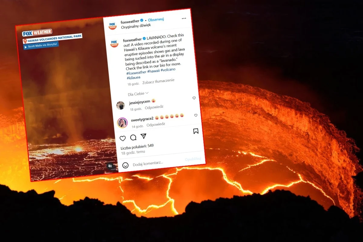 Tornado nad wulkanem Kilauea na Hawajach Tornado nad wulkanem Kilauea na Hawajach