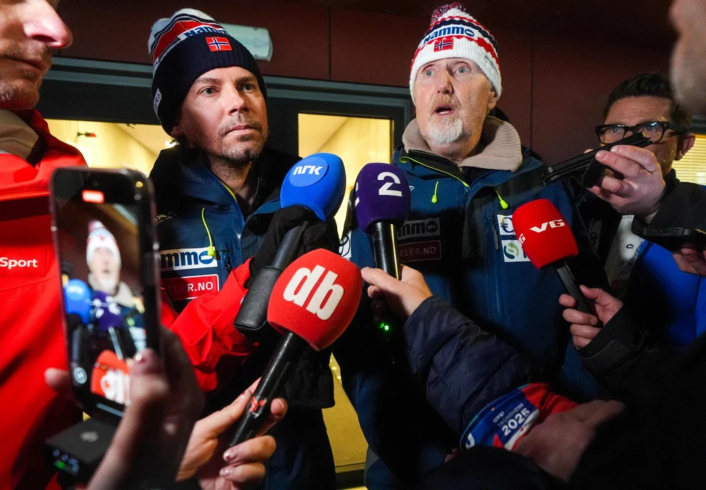Magnus Brevig i Jan-Erik Aalbu wypowiadający się przy okazji skandalu na MŚ w Trondheim Magnus Brevig i Jan-Erik Aalbu wypowiadający się przy okazji skandalu na MŚ w Trondheim