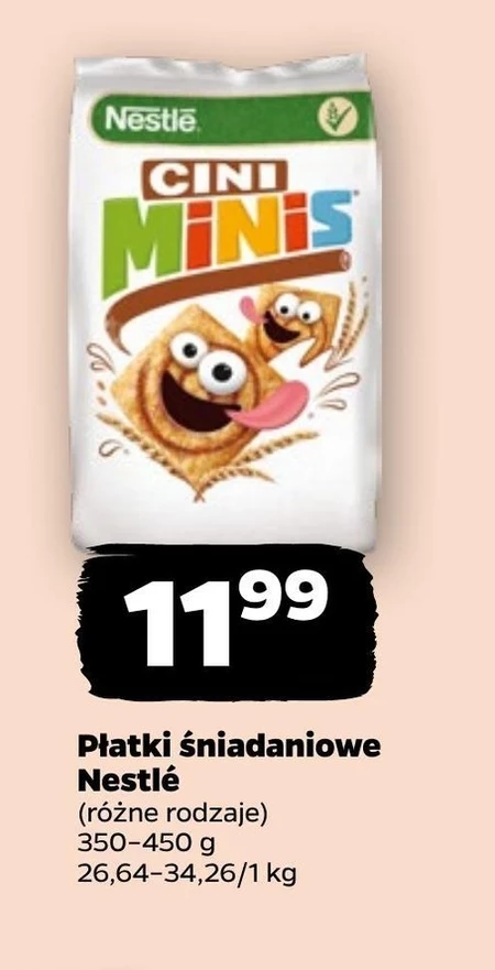 Nestlé Cini Minis Zbożowe kwadraciki o smaku cynamonowym 450 g