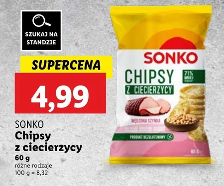 Sonko Chipsy z ciecierzycy wędzona szynka 60 g