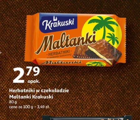Krakuski Maltanki Herbatniki w polewie kakaowej 80 g