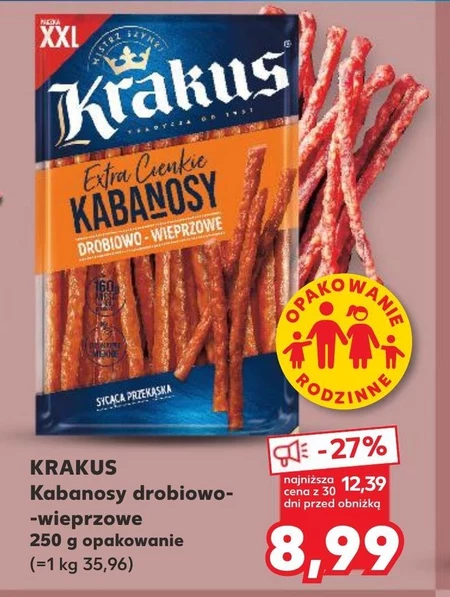Krakus Extra cienkie kabanosy drobiowo-wieprzowe 250 g