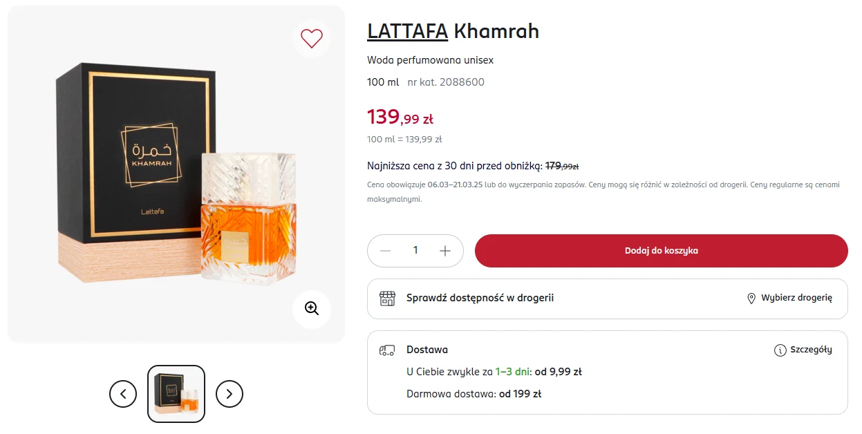 LATTAFA Khamrah taniej w Rossmannie 