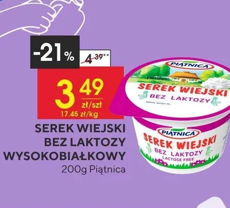 Piątnica Serek wiejski bez laktozy 200 g