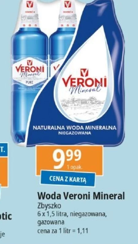 Veroni Mineral Pure Naturalna woda mineralna niegazowana 6 x 1,5 l