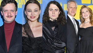 Michał Sikorski, Kamila Urzędowska, Mikołaj Kubacki i Radosław Pazura oraz Dorota Chotecka na premierze "Wujka Foliarza"