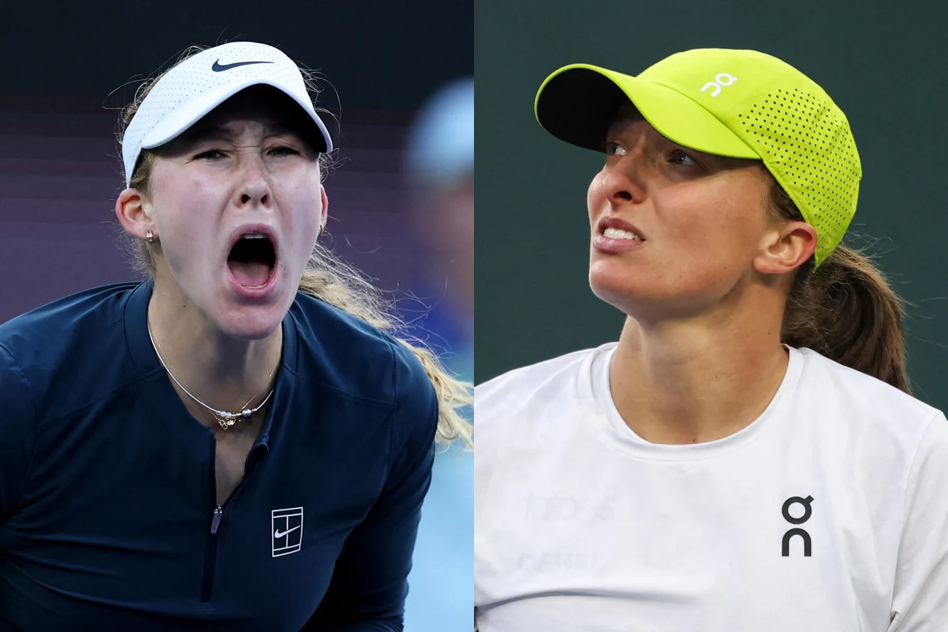 Mirra Andriejewa i Iga Świątek podczas półfinału WTA 1000 w Indian Wells