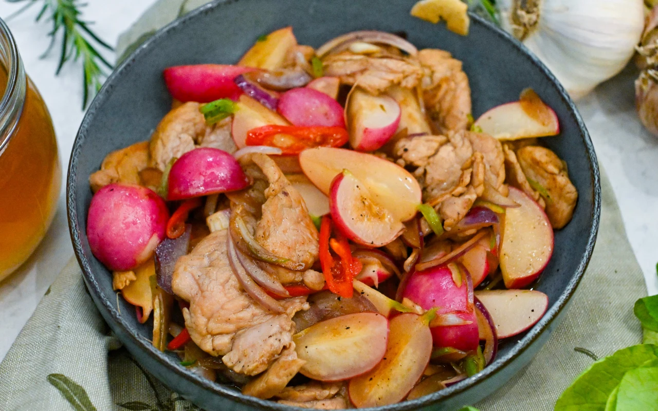 Polędwiczki z pieczoną rzodkiewką