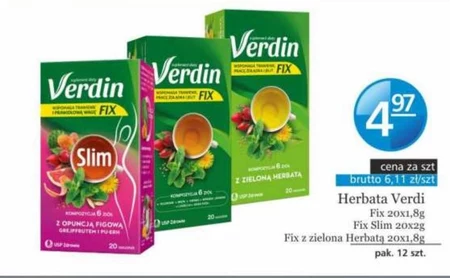 Verdin Fix Suplement diety kompozycja 6 ziół z zieloną herbatą 36 g (20 x 1,8 g)