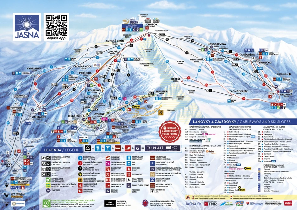 Jasna, mapa tras Jasna, mapa tras