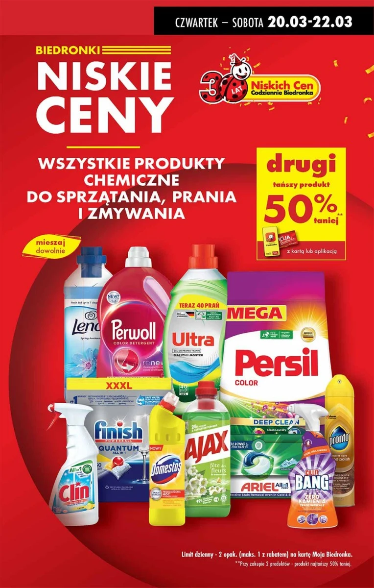 Wszystkie produkty chemiczne, so sprzątania, prania i zmywania 50% taniej! 