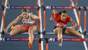 Pia Skrzyszowska i Ditaji Kambundji w ich pierwszym biegu w halowych mistrzostwach świata