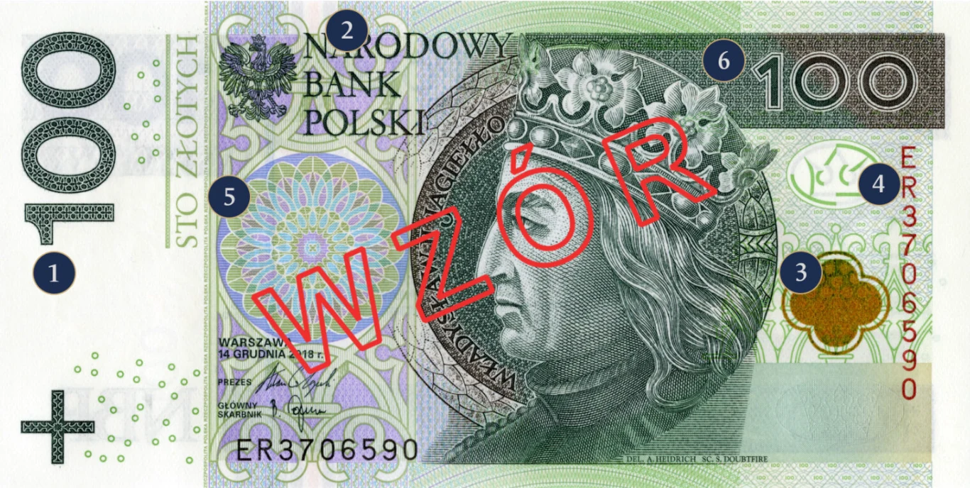 NBP wskazuje na szczegóły dotyczące banknotu o nominale 100 zł