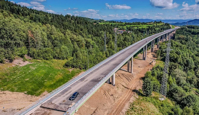 Budowa S1 Przybędza – Milówka EST-1 estakada w sierpniu 2024 r.