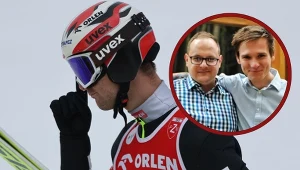 Andrzej Stękała po swoim skoku zawsze kieruje palec w stronę nieba. W ramce nasz skoczek ze swoim zmarłym partnerem - Damianem